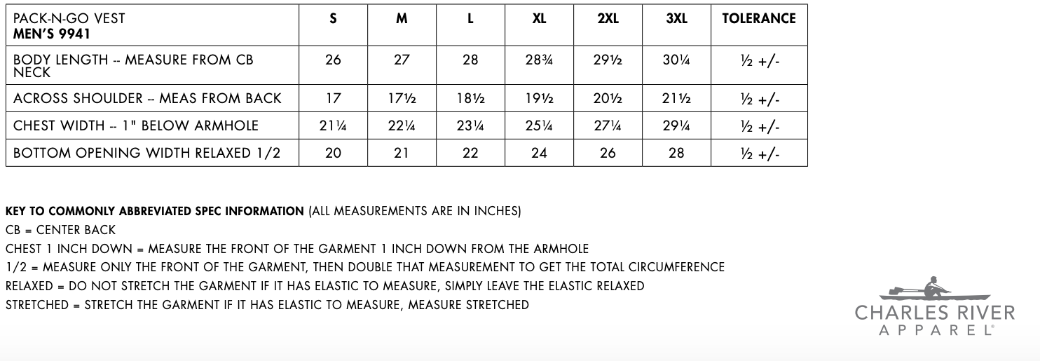 Sizing Chart
