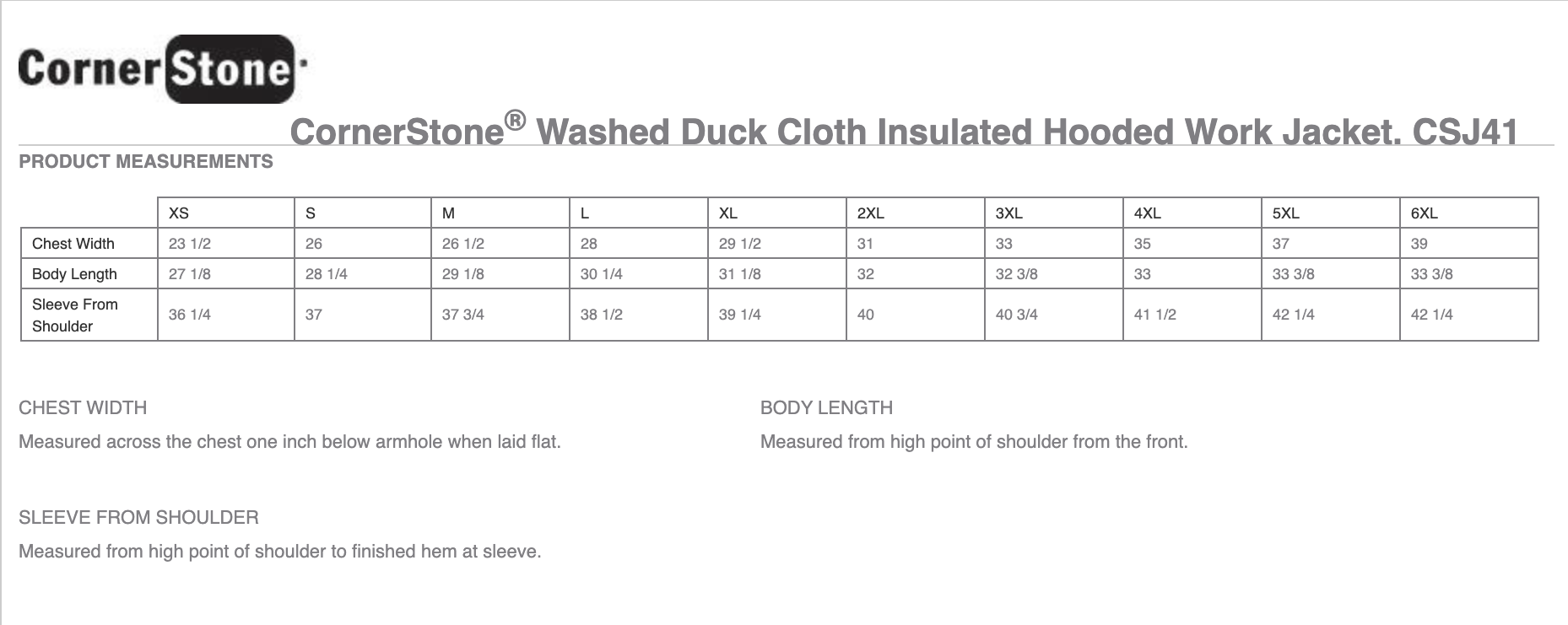 Sizing Chart