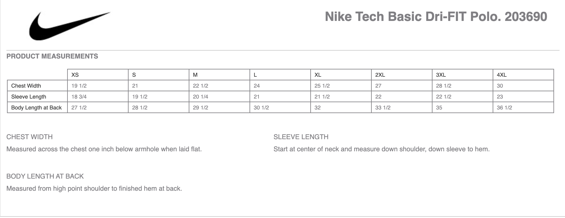 Sizing Chart
