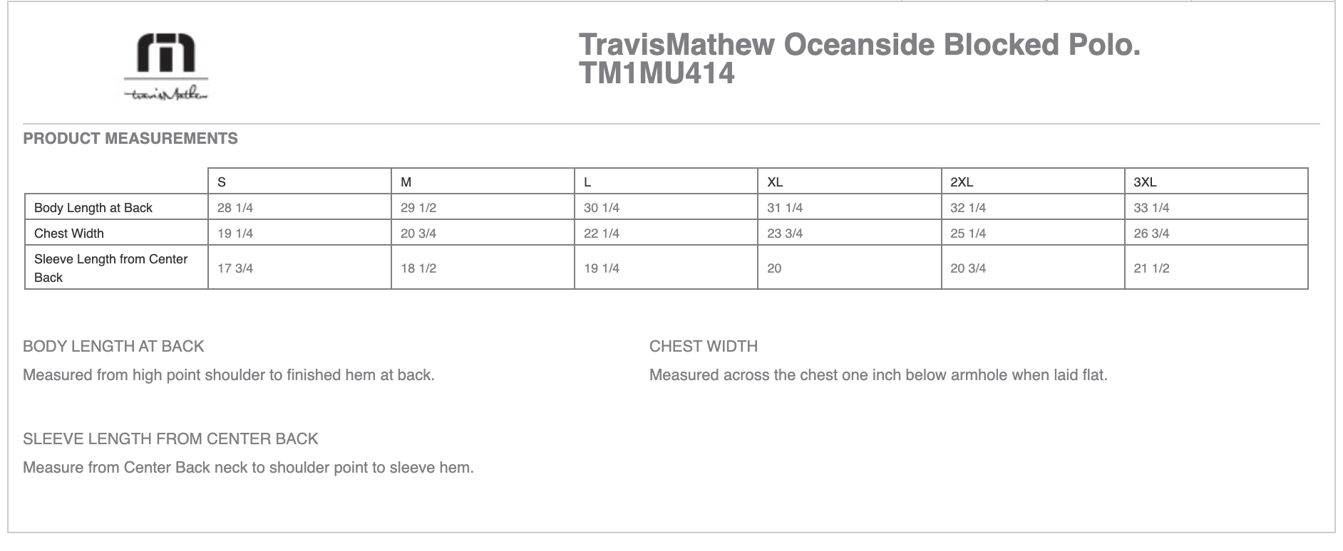 Sizing Chart