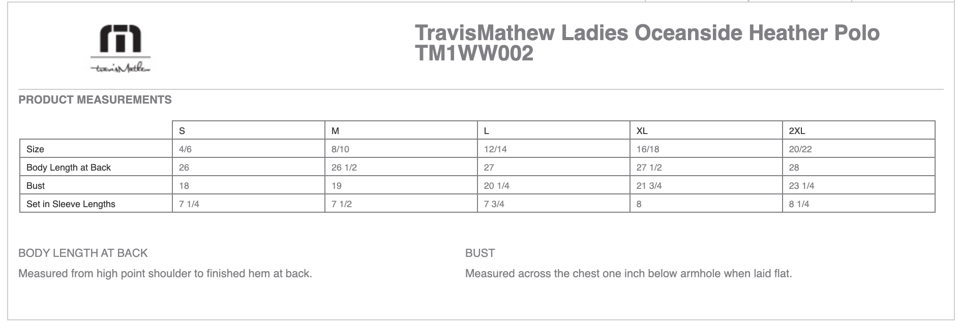Sizing Chart