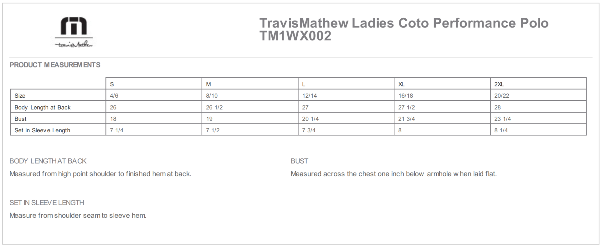 Sizing Chart