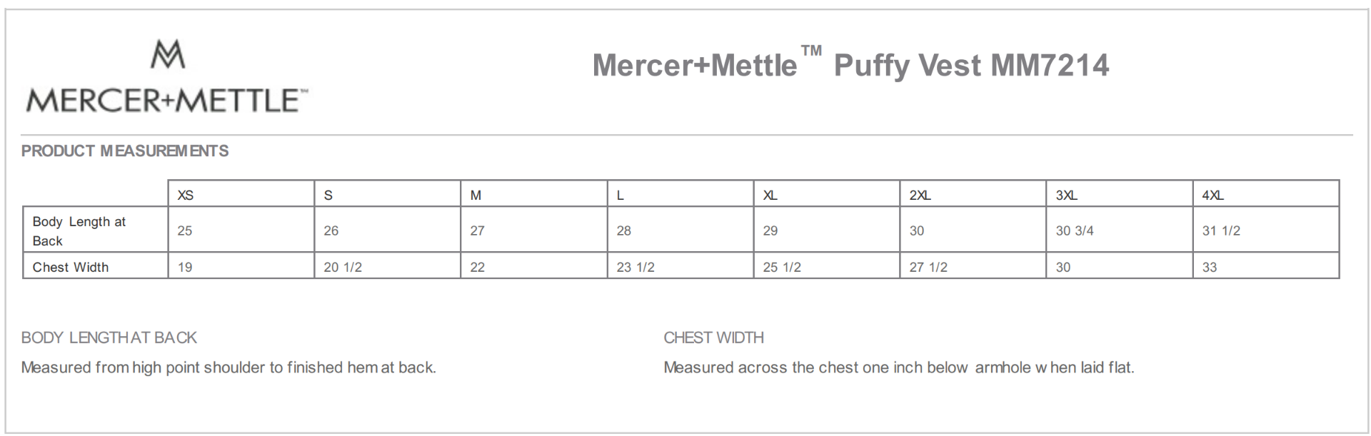 Sizing Chart