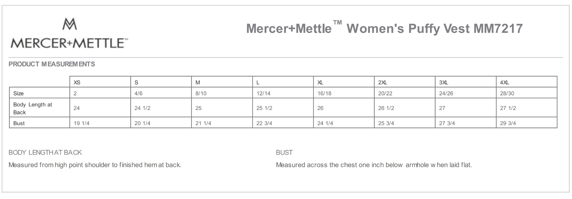 Sizing Chart