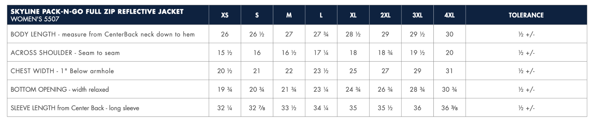 Sizing Chart