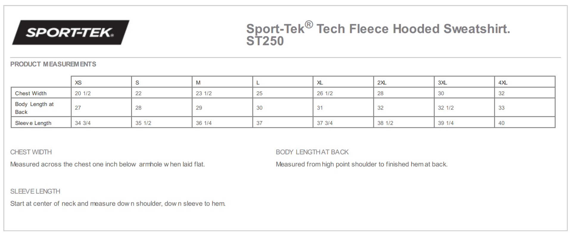 Sizing Chart
