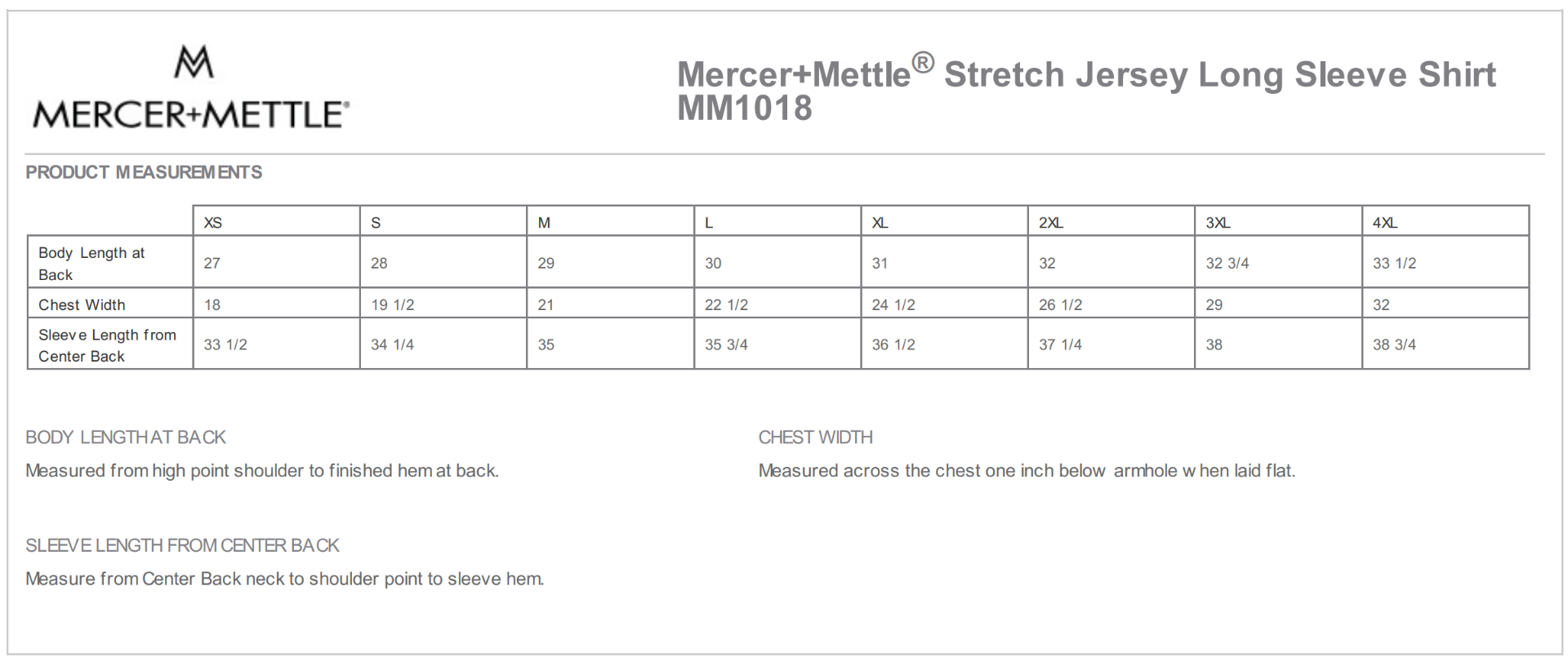 Sizing Chart