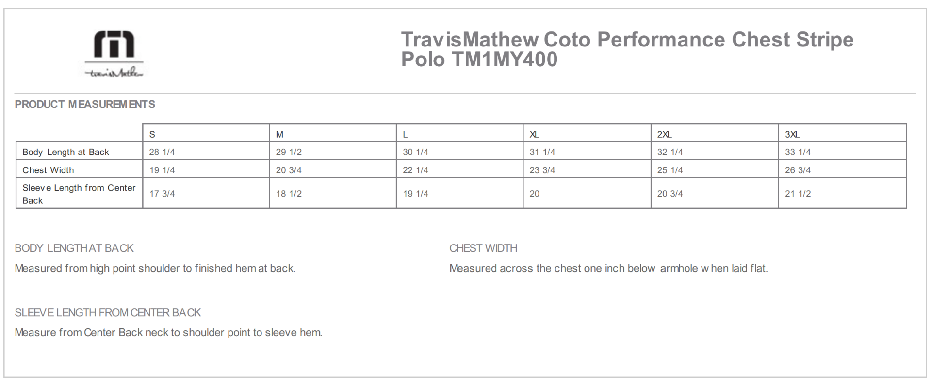 Sizing Chart