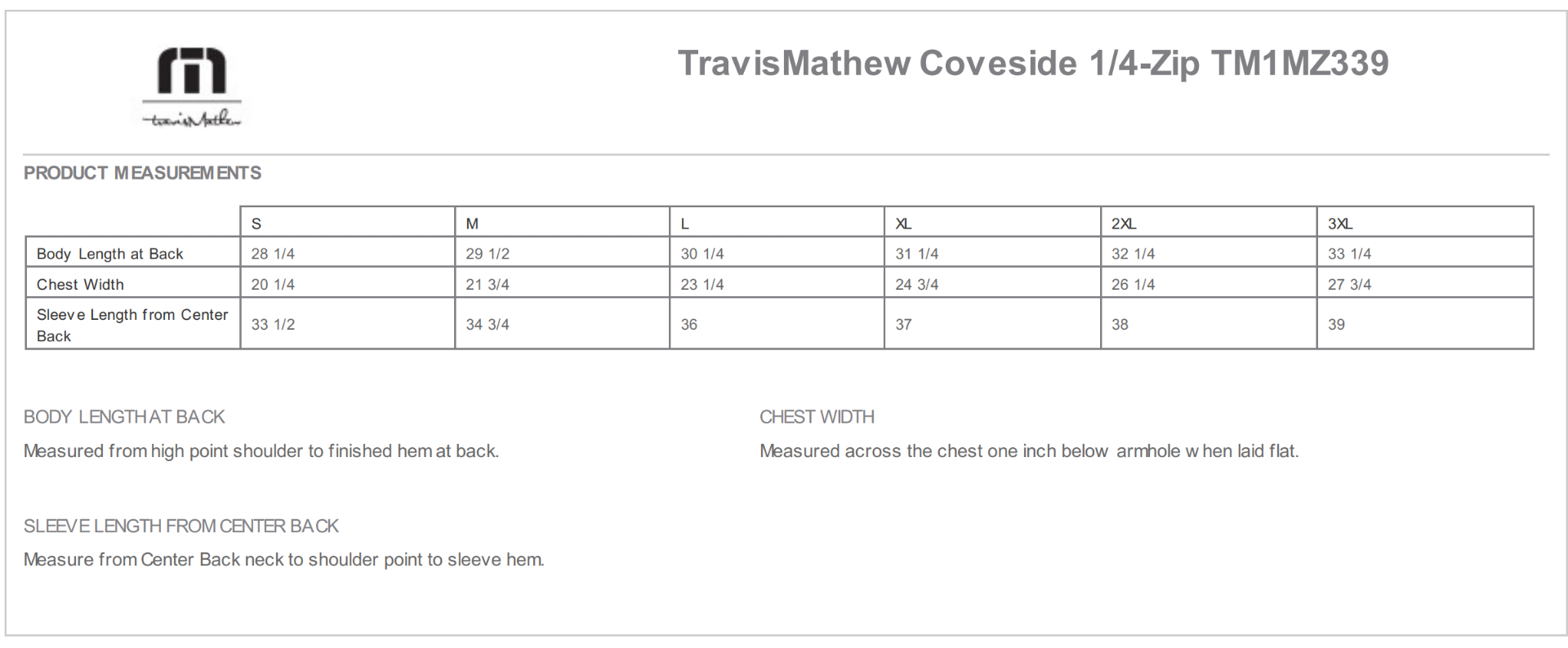 Sizing Chart