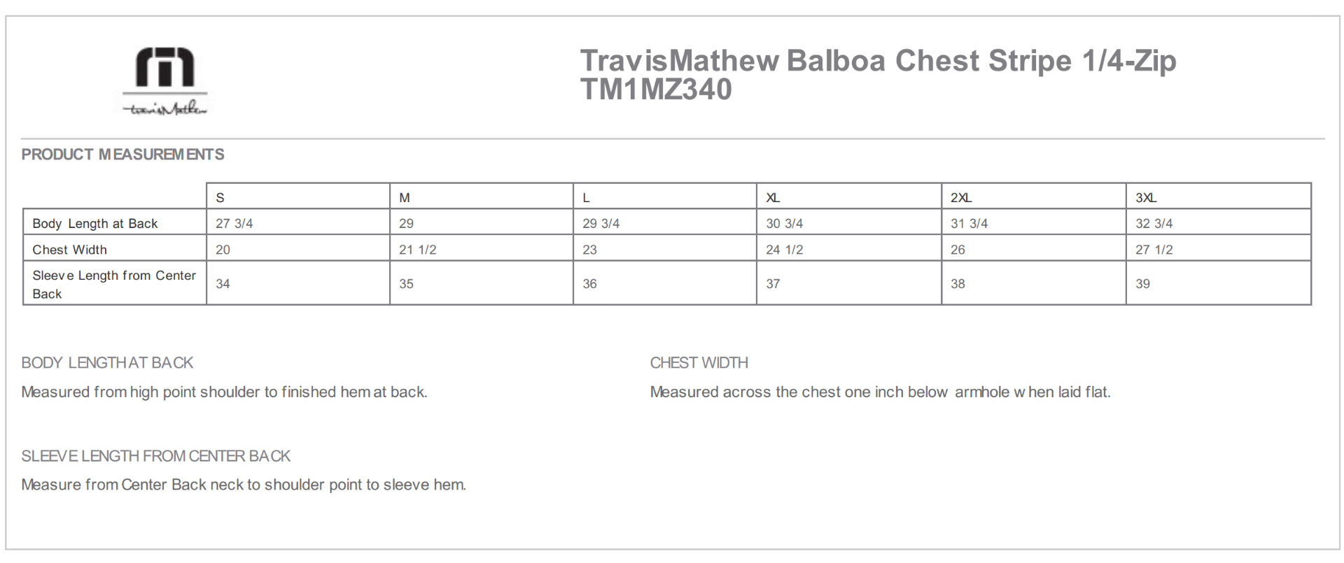 Sizing Chart