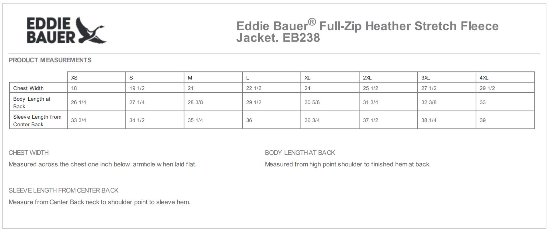 Sizing Chart