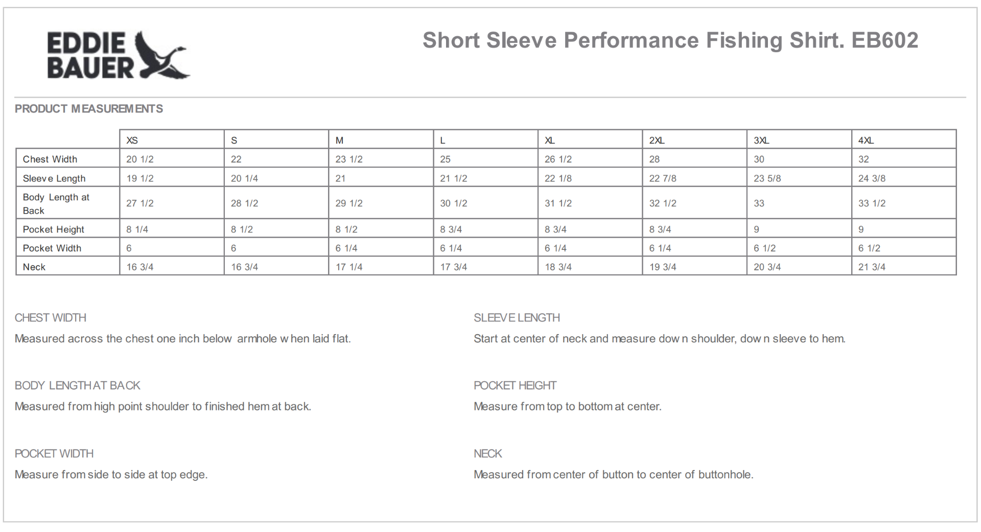 Sizing Chart