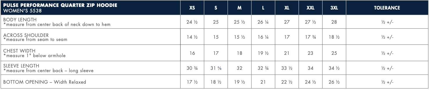 Sizing Chart