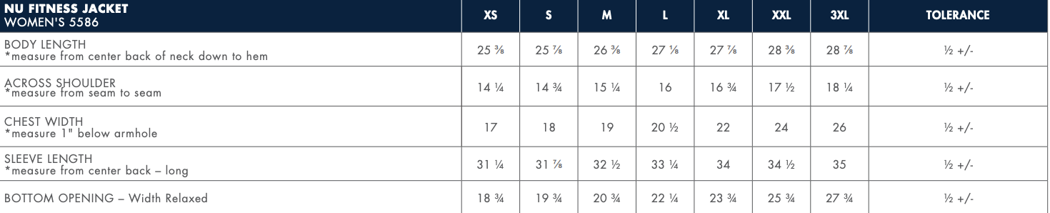 Sizing Chart