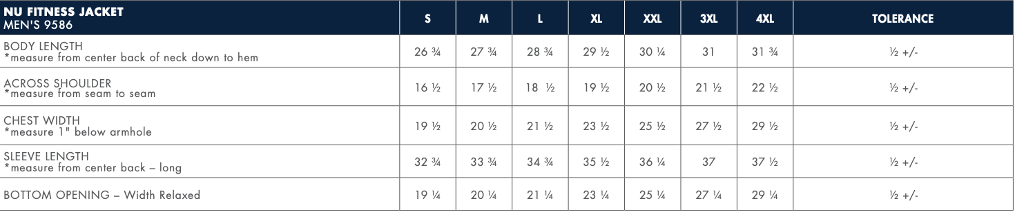 Sizing Chart
