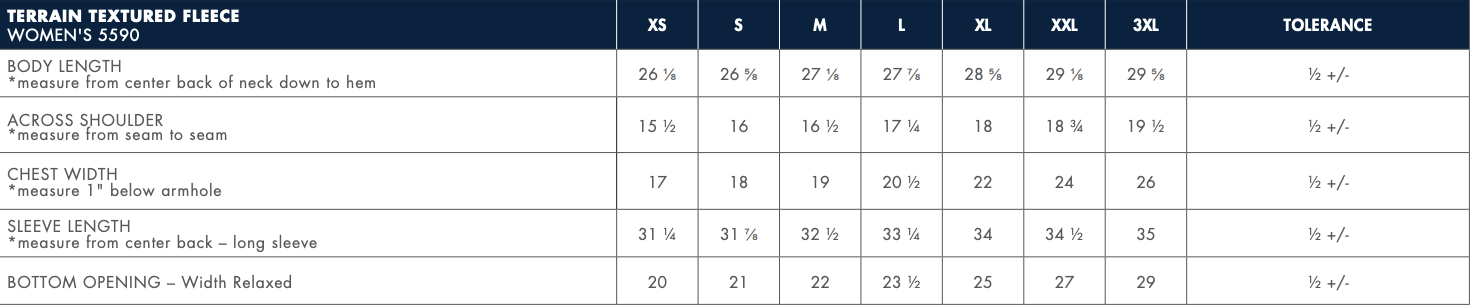 Sizing Chart