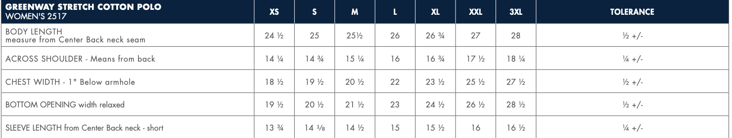 Sizing Chart