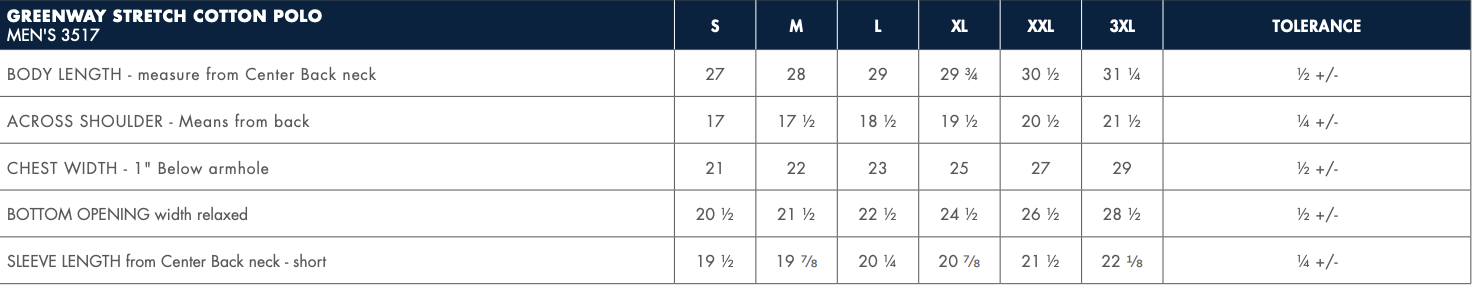 Sizing Chart