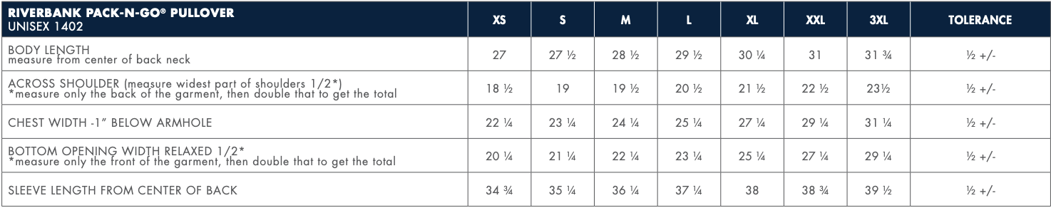 Sizing Chart