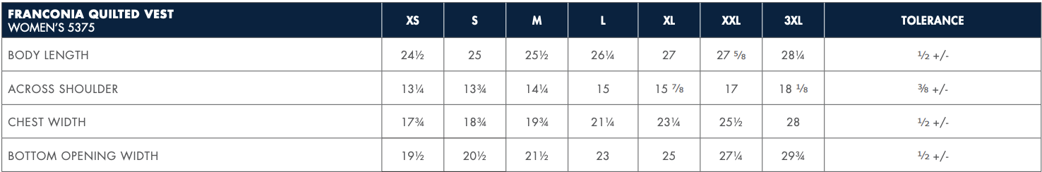 Sizing Chart
