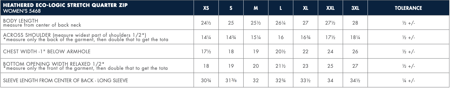 Sizing Chart
