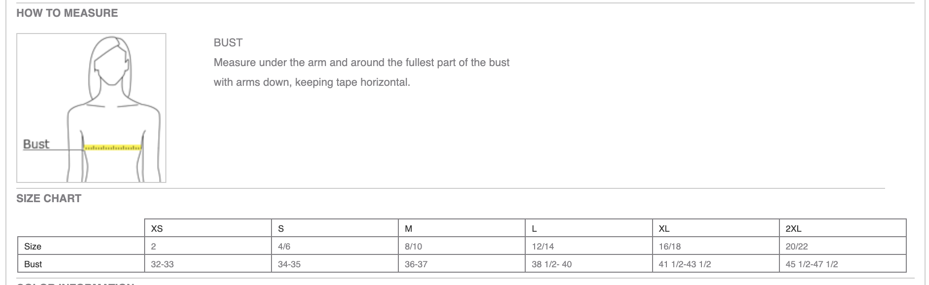 Sizing Chart