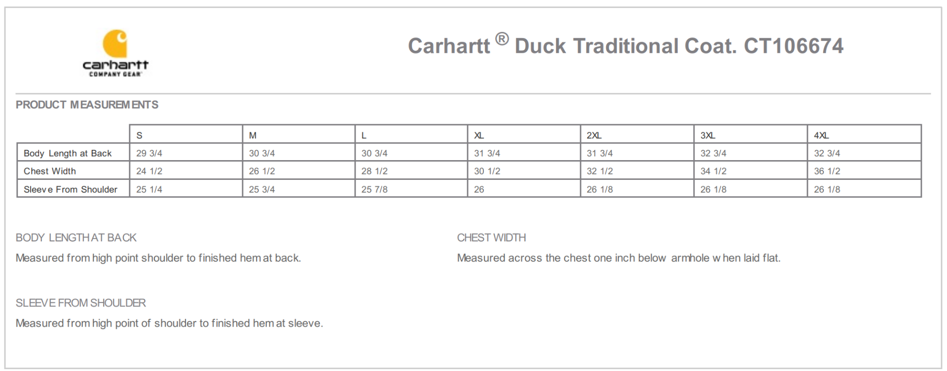 Sizing Chart
