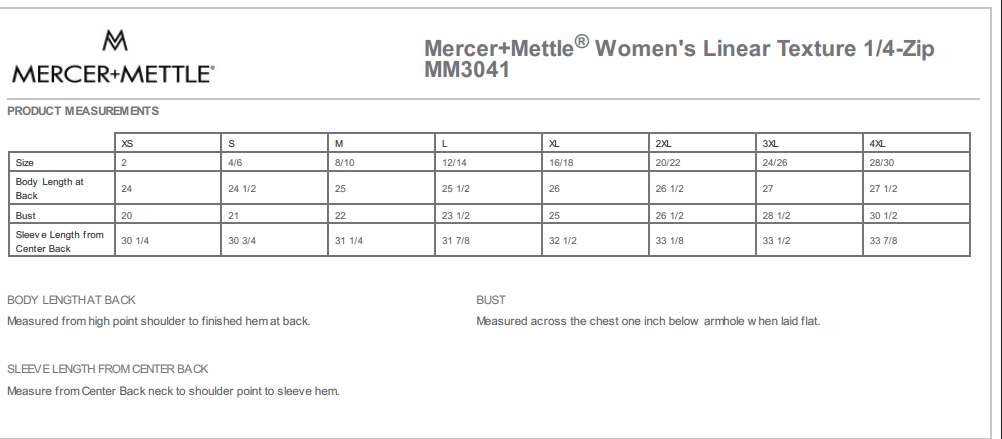 Sizing Chart