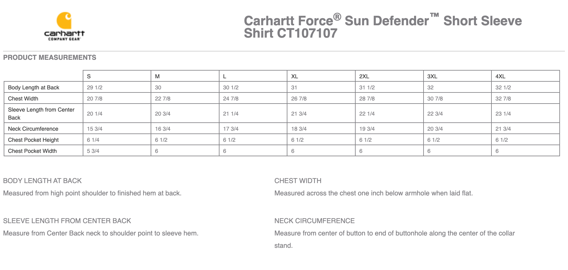Sizing Chart