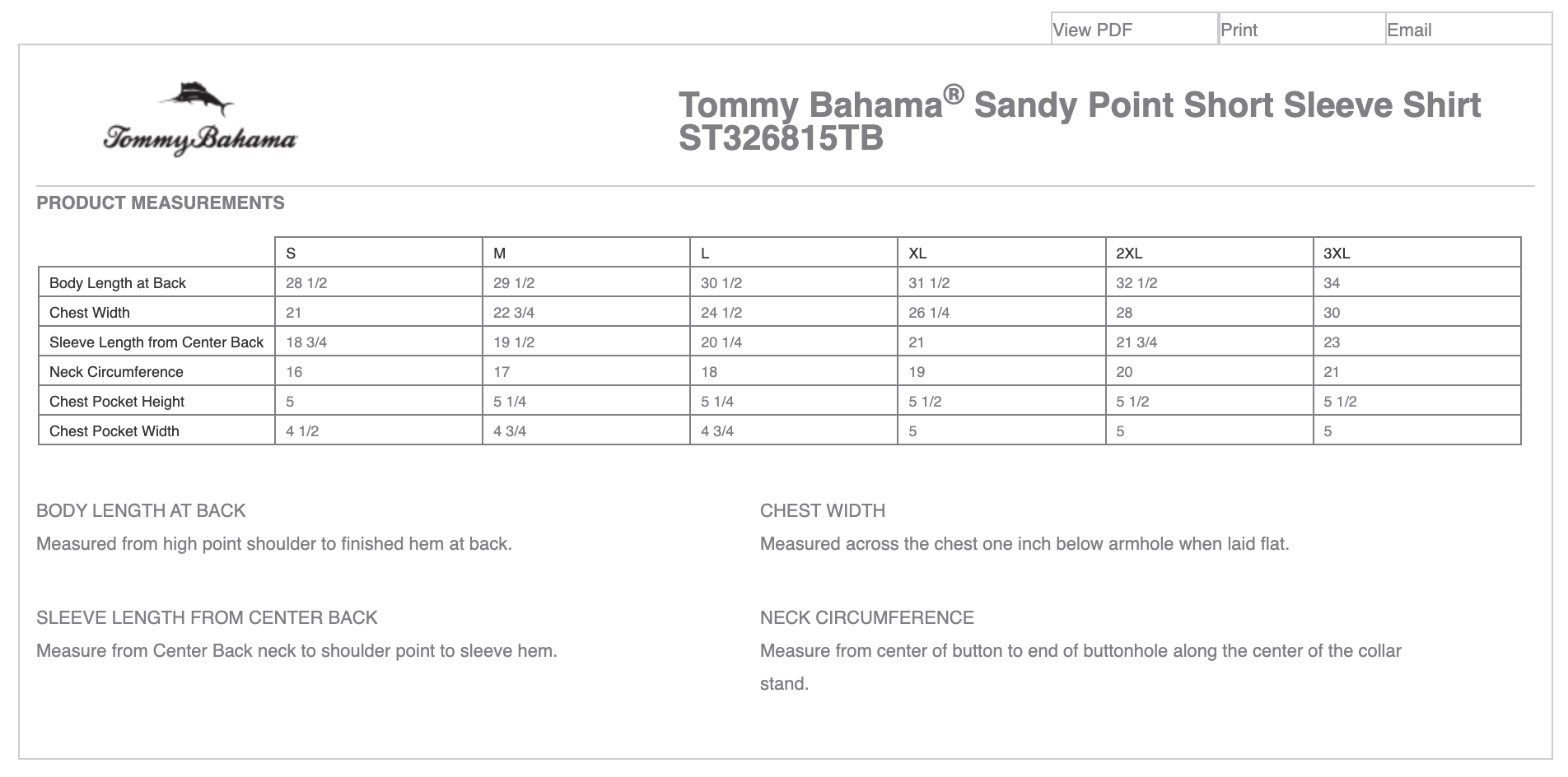 Sizing Chart