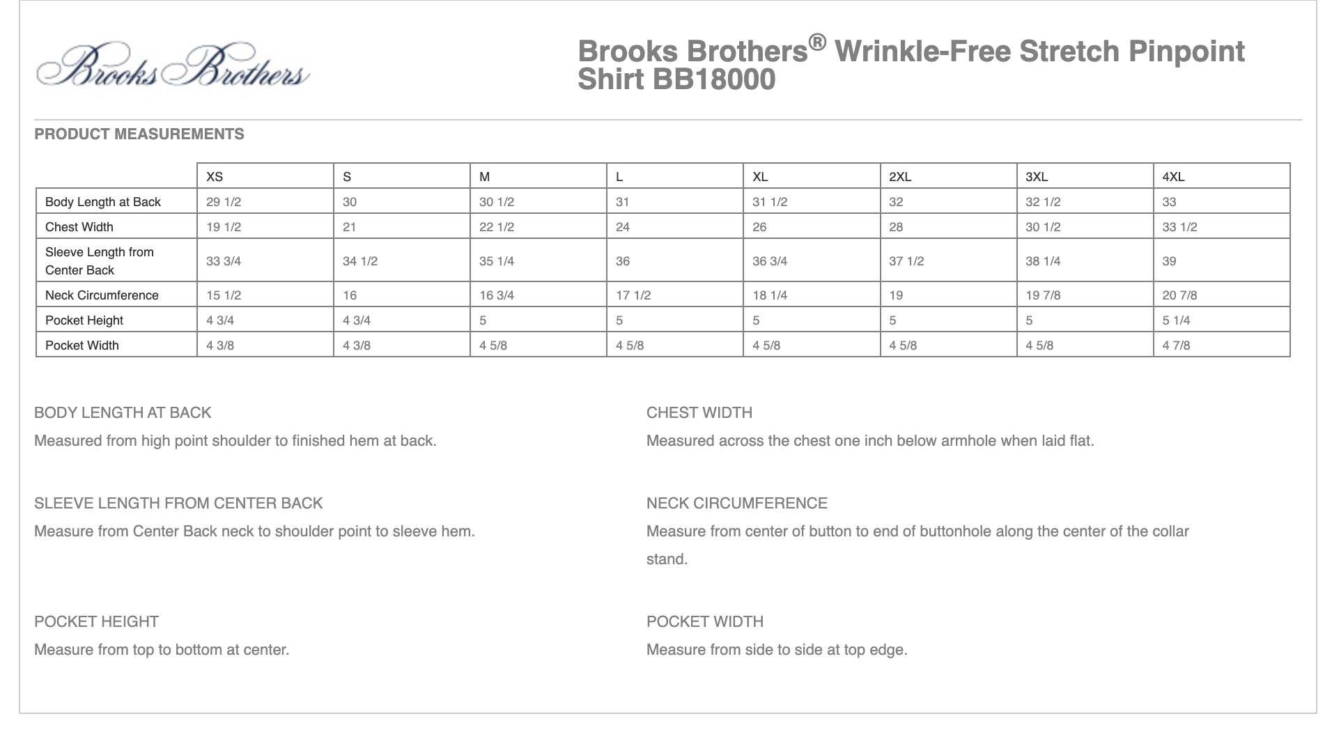 Sizing Chart