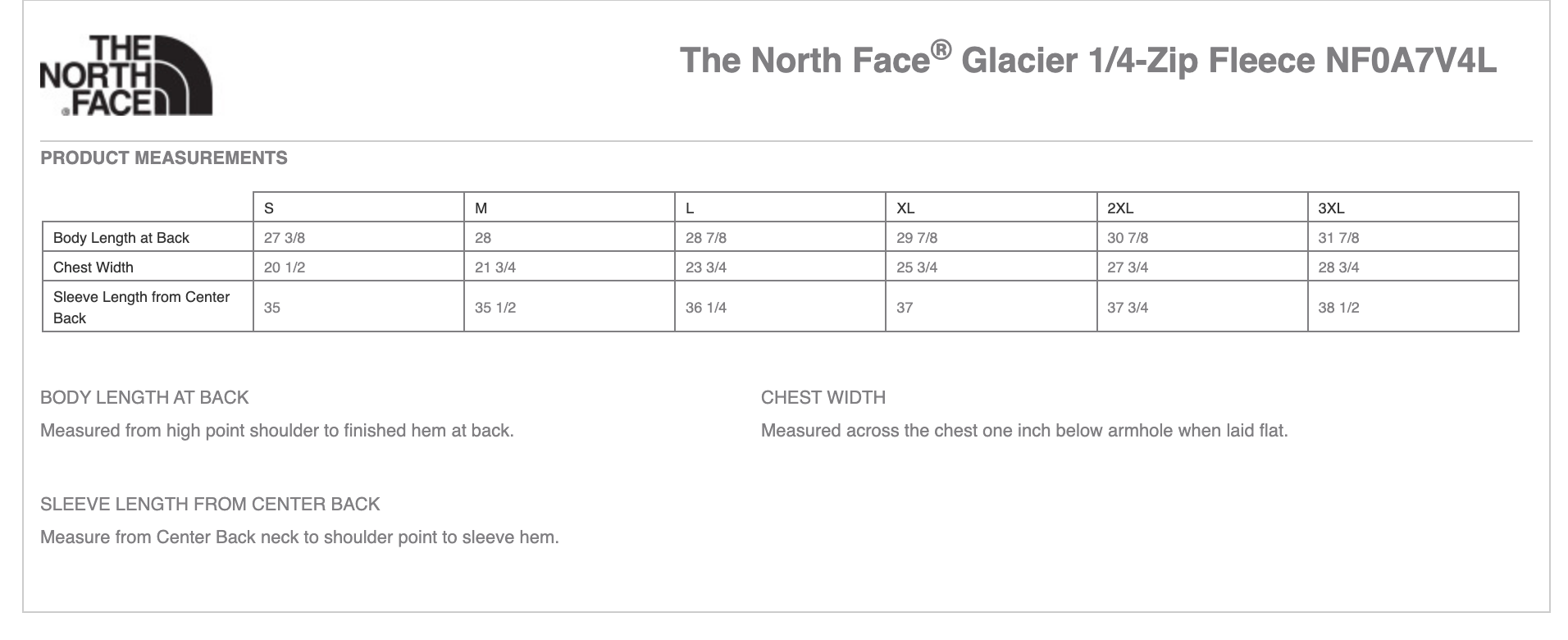 Sizing Chart
