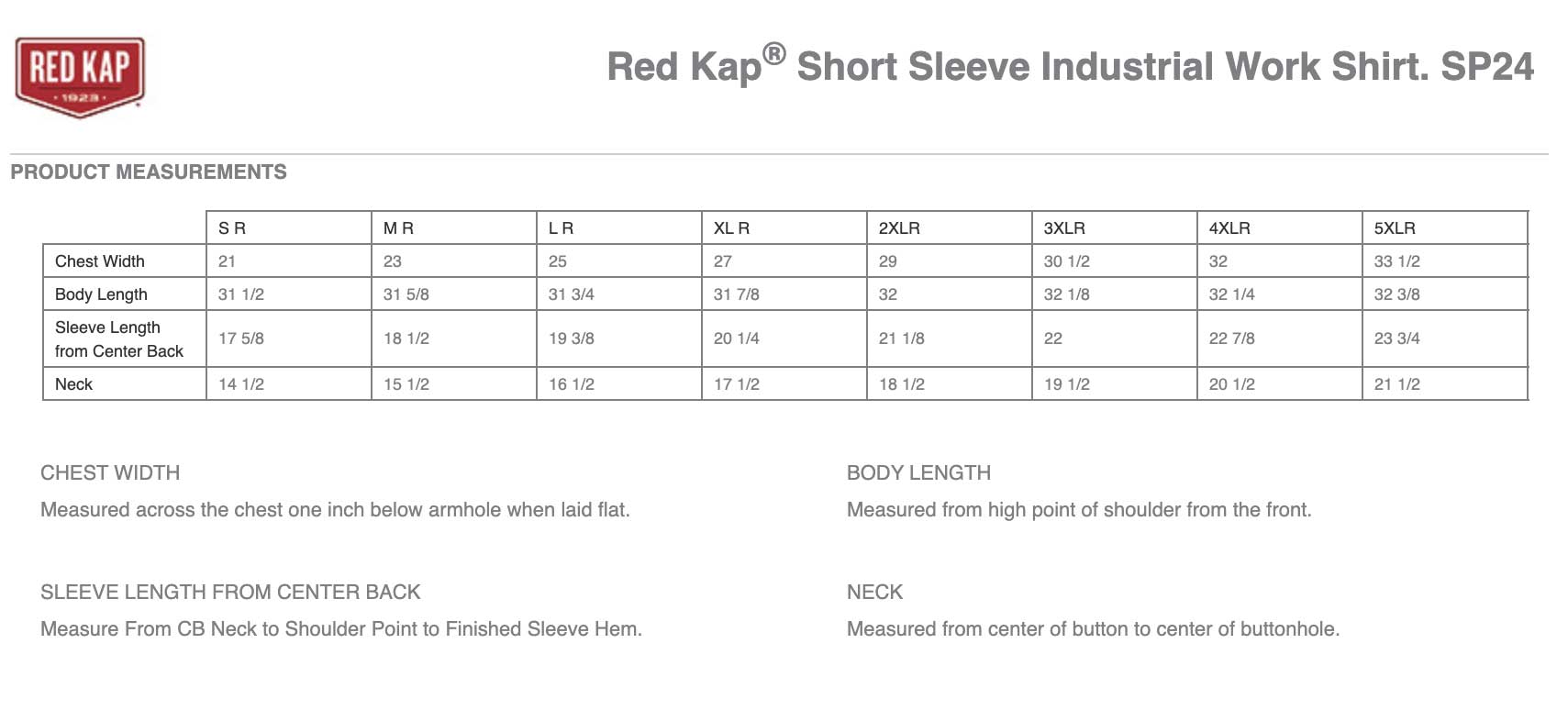 Sizing Chart