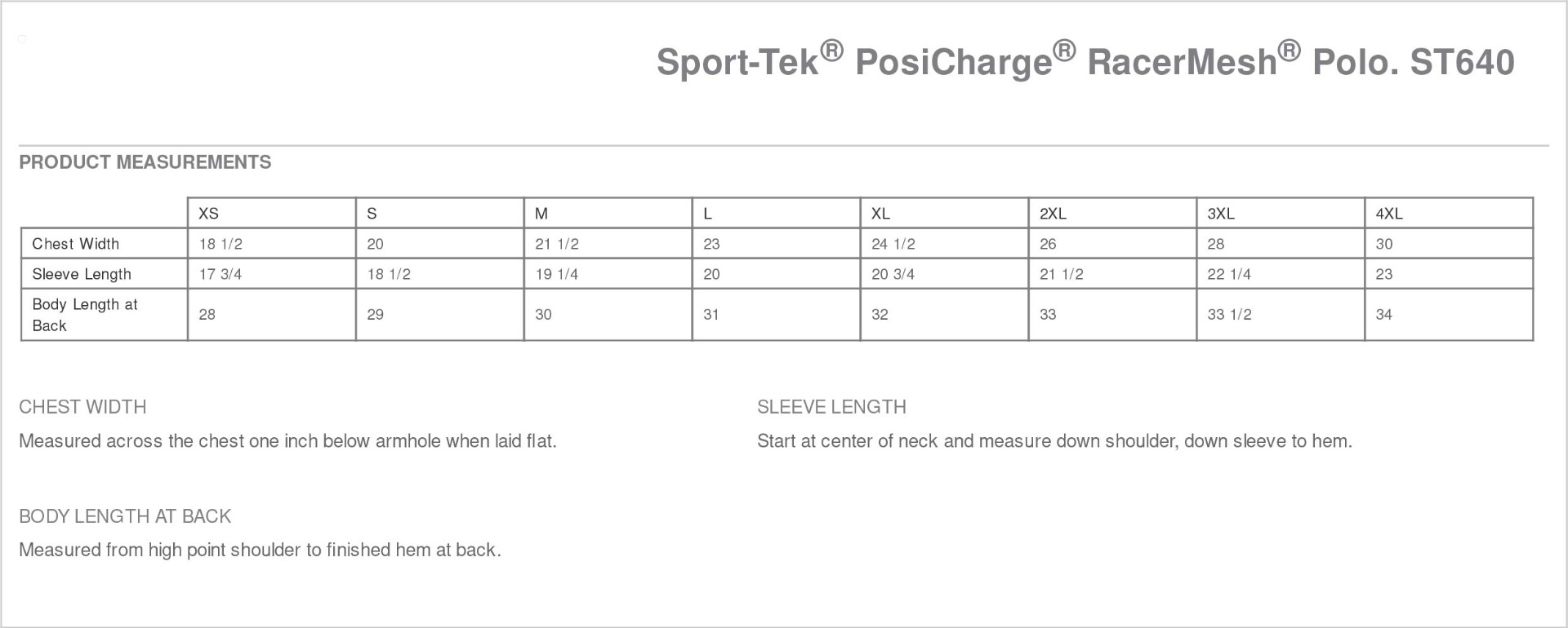 Sizing Chart