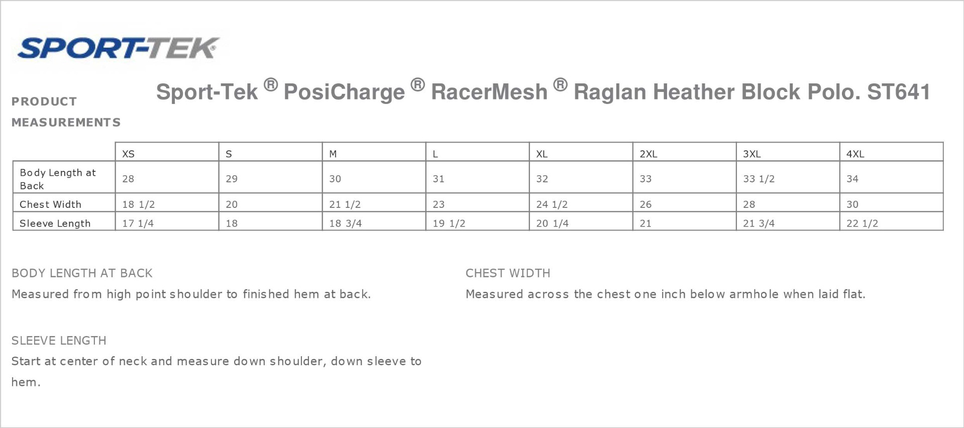 Sizing Chart