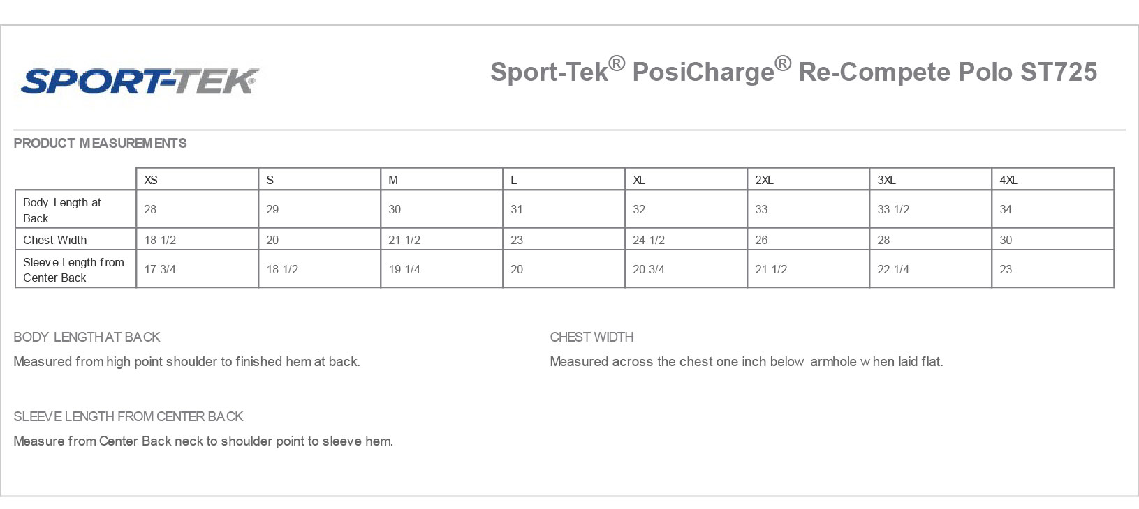 Sizing Chart