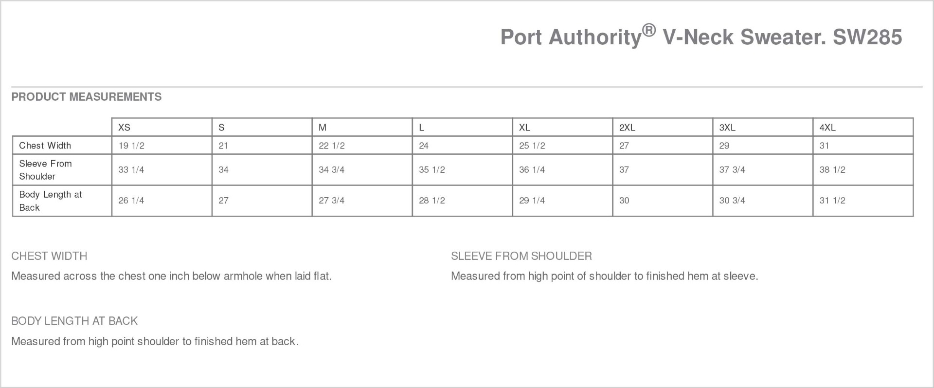Sizing Chart