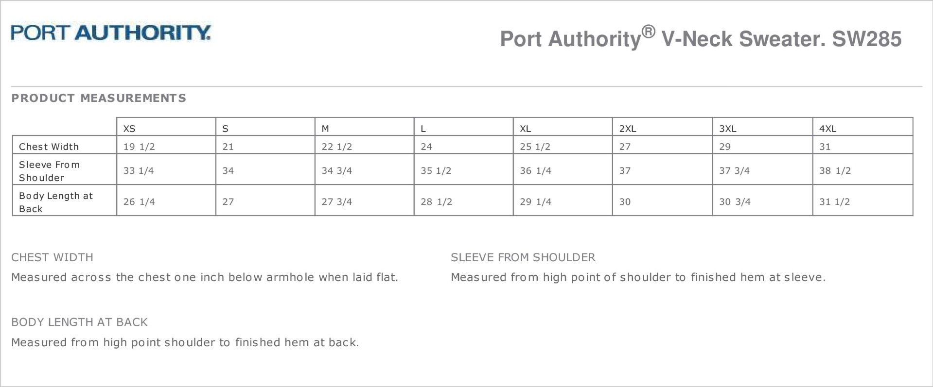 Sizing Chart