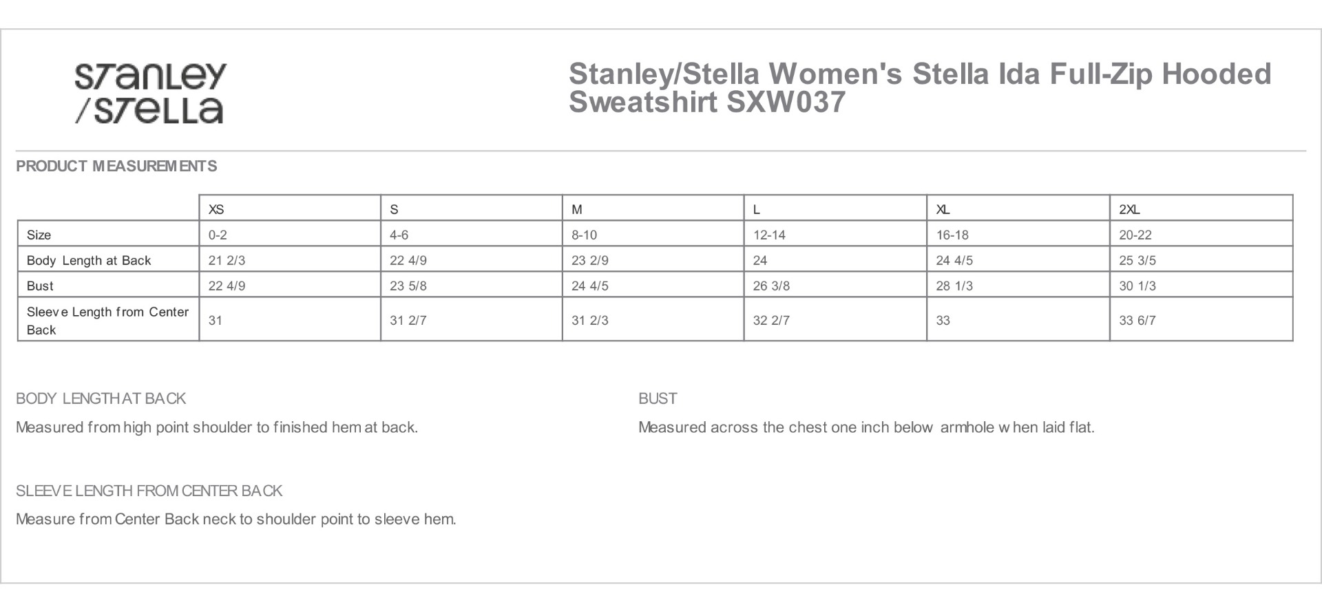 Sizing Chart