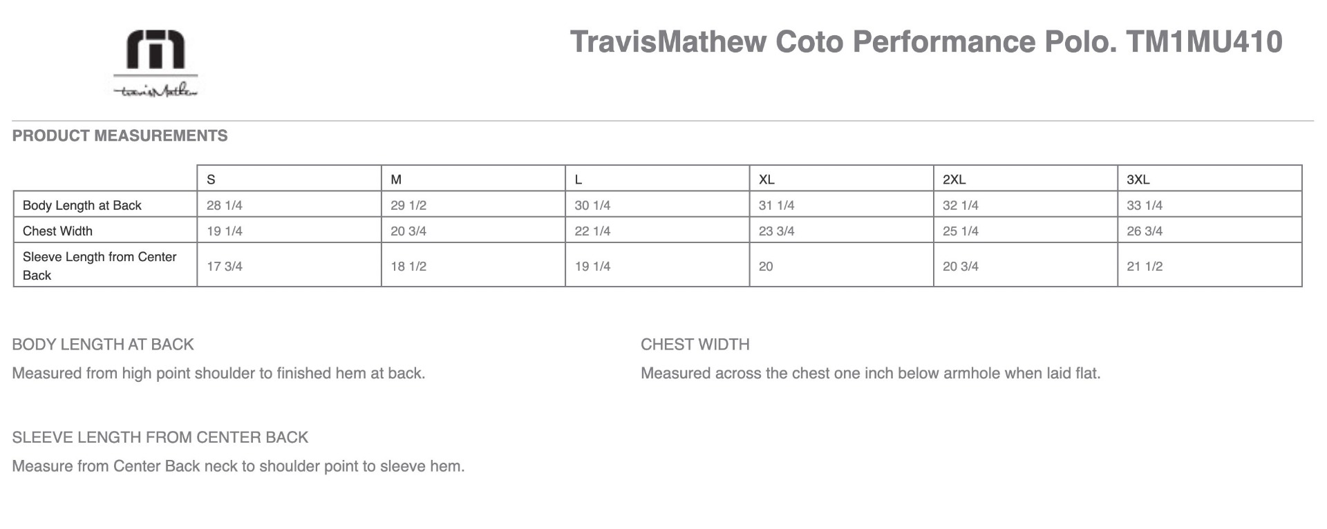 Sizing Chart