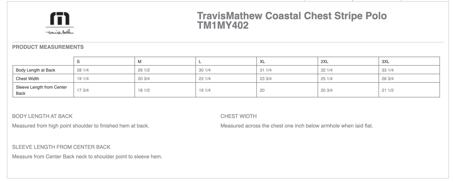 Sizing Chart