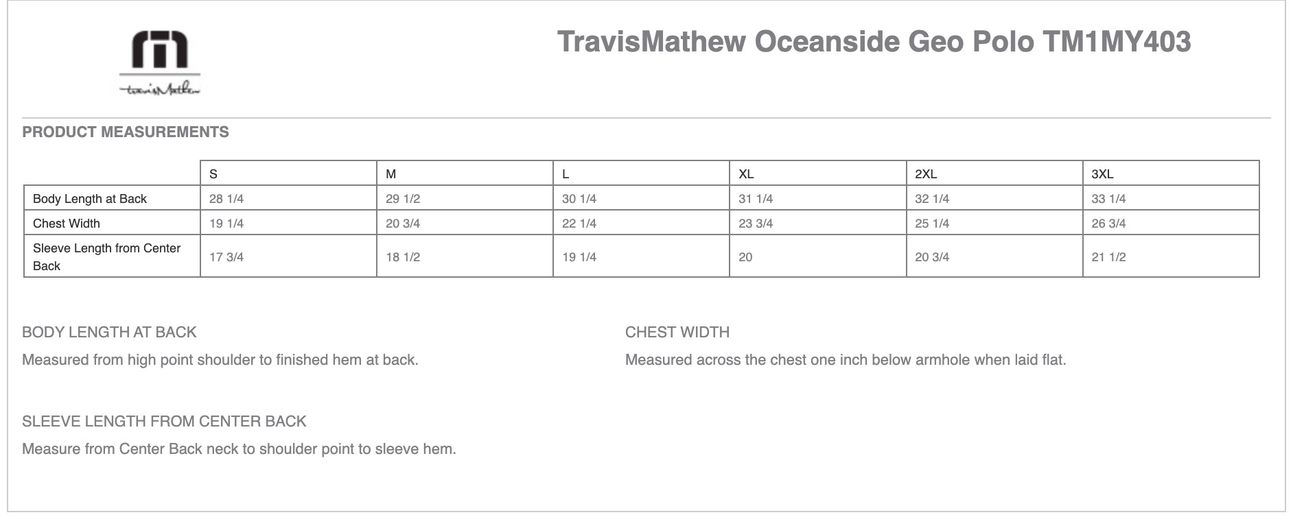 Sizing Chart