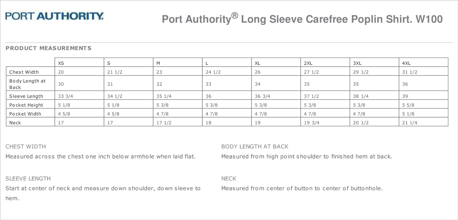 Sizing Chart